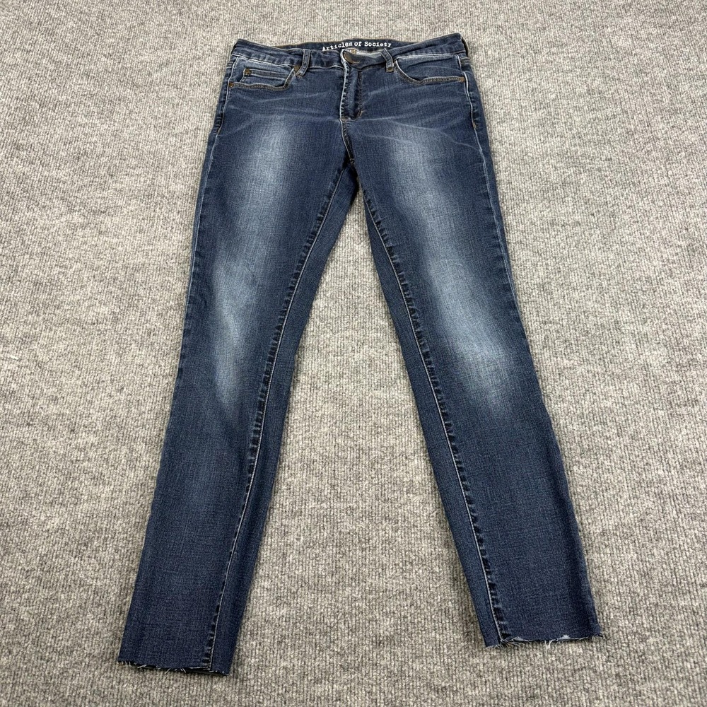 Articles Of Society Jeans Womens 28 Medium Mid Rise Skinny Stretch Denim Raw Hem